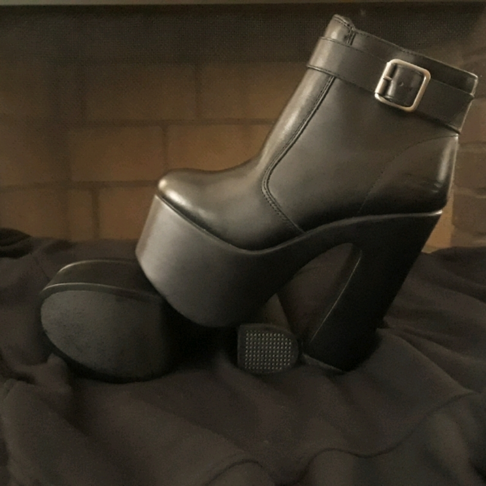 Black platform ankle boots